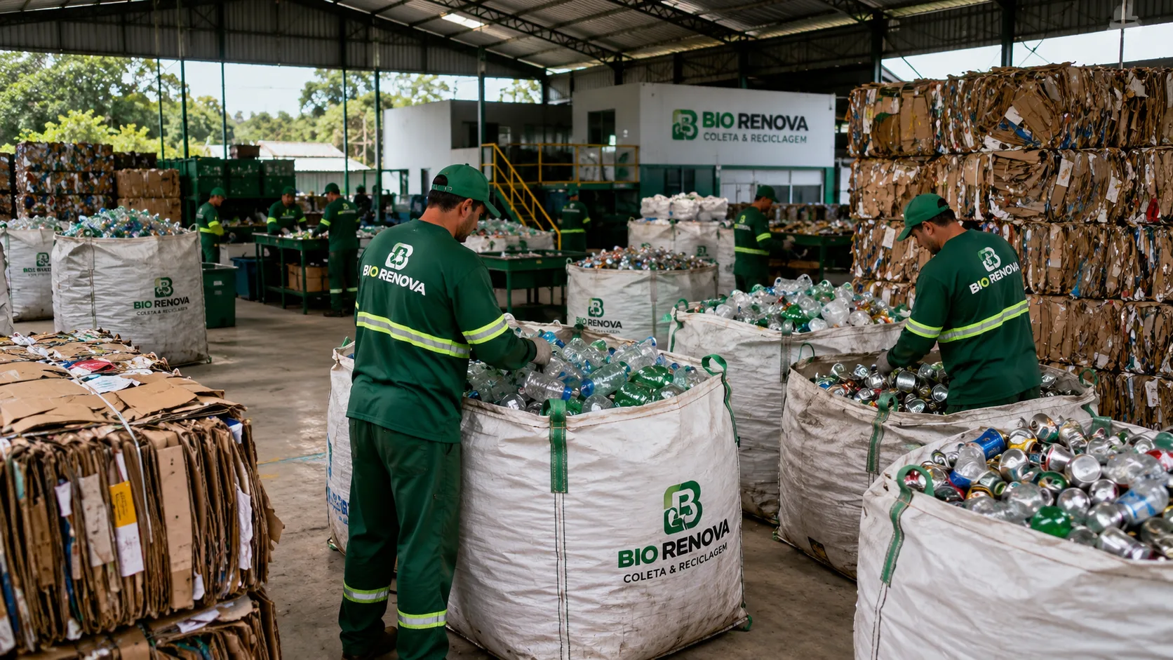 Coleta de papel, papelão, plástico, metais e materiais recicláveis